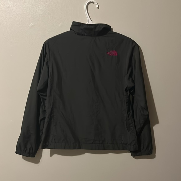 Girls Medium 10/12 The NorthFace Windbreaker Spring/ Fall Jacket Grey and Pink - Picture 6 of 6